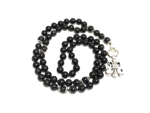 Black Obsidian Necklace with Interchangeable Sterling Silver Pendants
