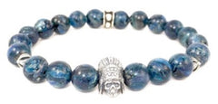 Kyanite Bracelet with Sterling Silver Indian Skull