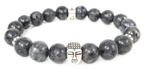 Labradorite Bracelet with Sterling Silver Buddha
