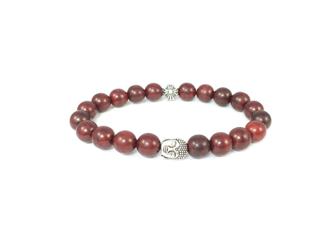 Rosewood Bracelet with Sterling Silver Buddha