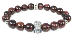 Garnet Bracelet with Sterling Silver Indian Skull