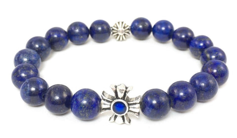 Lapis Bracelet with Sterling Silver & Lapis Maltese Cross