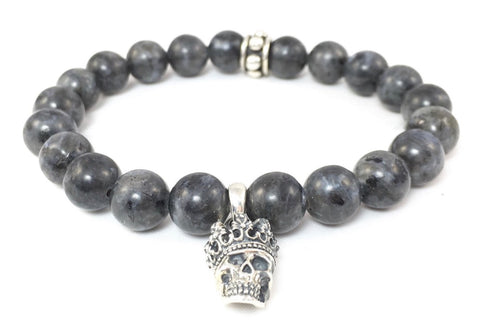 Labradorite Bracelet with Sterling Silver Skull King