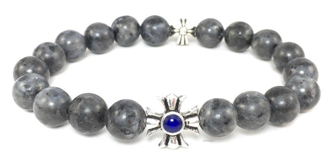 Labradorite Bracelet with Sterling Silver & Lapis Maltese Cross