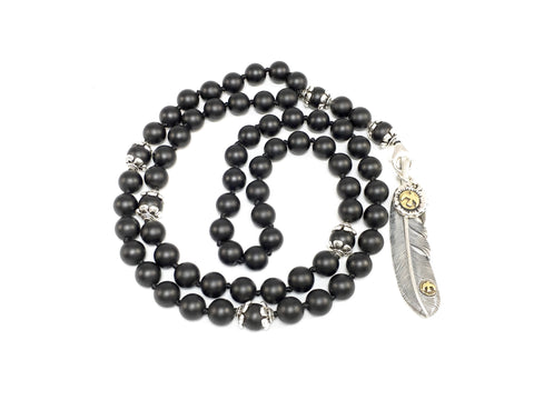 Matte Black Onyx Necklace with Interchangeable Sterling Silver Pendants