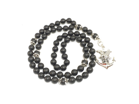 Matte Black Onyx Necklace with Interchangeable Sterling Silver Pendants