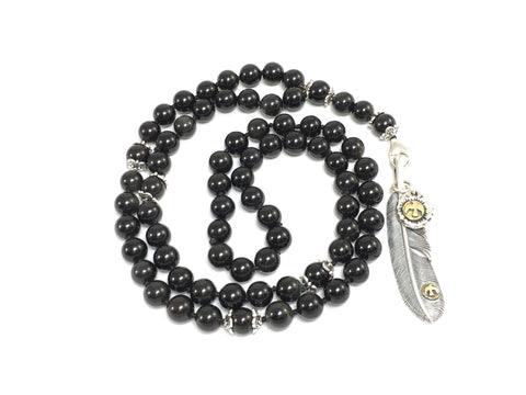 Black Obsidian Necklace with Interchangeable Sterling Silver Pendants
