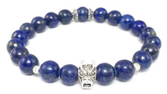 Lapis Bracelet with Sterling Silver Wolf