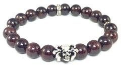 Garnet Bracelet with Sterling Silver Skull & Arrows