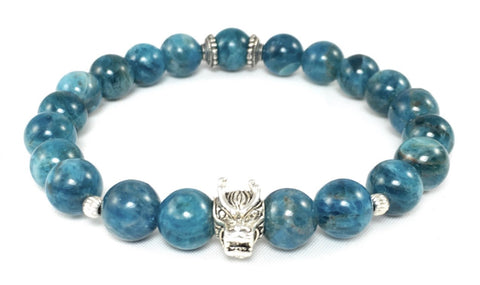 Apatite Bracelet with Sterling Silver Wolf