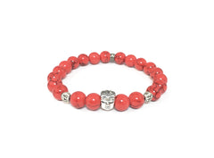 Red Coral Bracelet with Sterling Silver Buddha