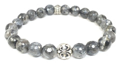 Labradorite (Faceted)  Bracelet with Sterling Silver Fleur-De-Lis