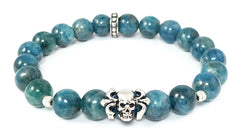 Apatite Bracelet with Sterling Silver Skull & Arrows