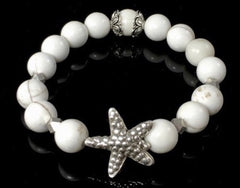 Conch Shell Bracelet with Sterling Silver Starfish, End Caps & Spacers