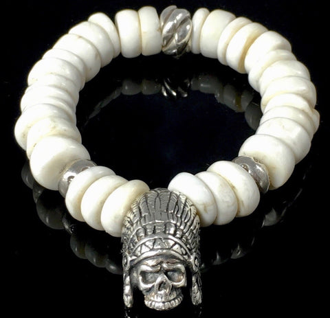 Indian Skull Bracelet with Naga Shell