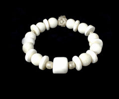 Round, White Coral and Naga Shell Bracelet with "Marshmallow" Naga Shell Bead