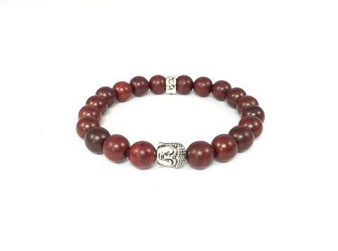 Rosewood Bracelet with Sterling Silver Buddha